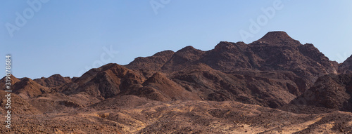 Egypt. Desert and mountains of the Sinai Peninsula. Sands  dunes  rocks and gorges. Promised land.