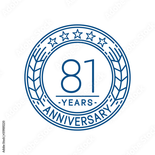 81 years anniversary celebration logo template. Line art vector and illustration.