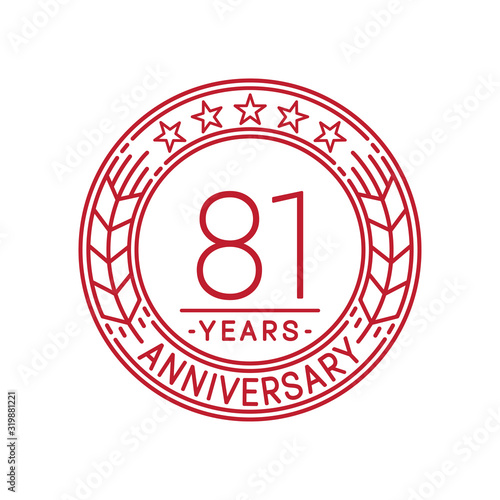 81 years anniversary celebration logo template. Line art vector and illustration.