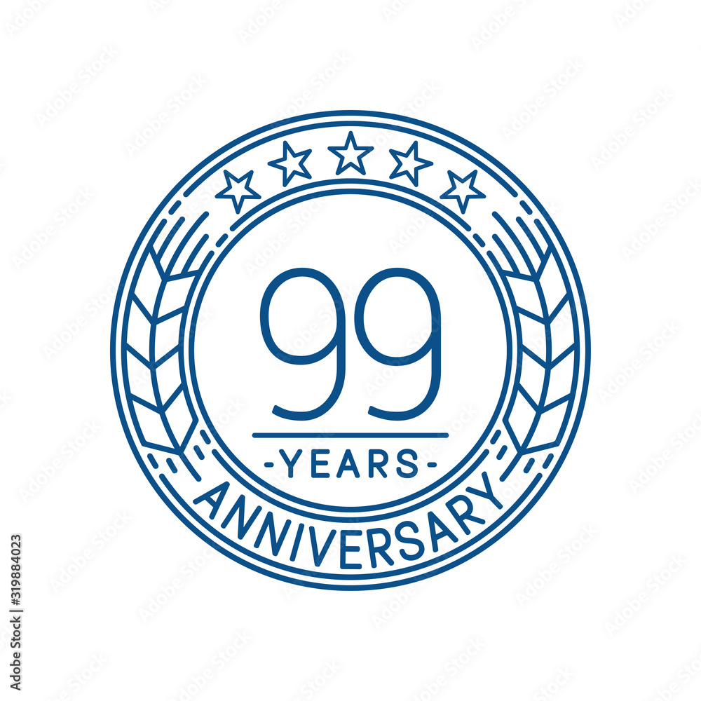 99 years anniversary celebration logo template. Line art vector and illustration.