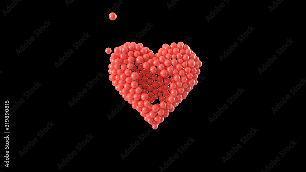 Heart shape made out of shiny spheres. Valentine's Day. 3D rendering. Heart shape made out of shiny spheres. Valentine's Day. 3D rendering.