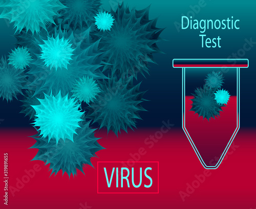 Template diagnostic test by  viral infection for information about virus  or epidemic or pandemic or about flu or retroviral infection or coronavirus by China
