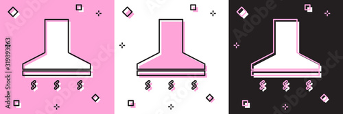 Set Kitchen extractor fan icon isolated on pink and white, black background. Cooker hood. Kitchen exhaust. Household appliance. Vector Illustration