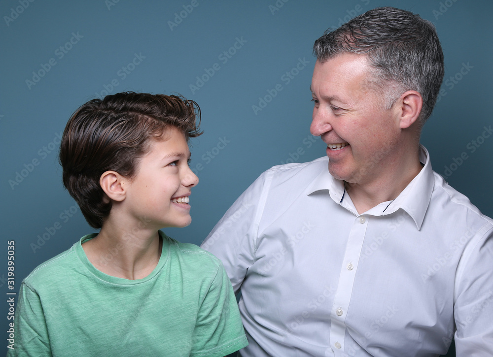 Happy father and son