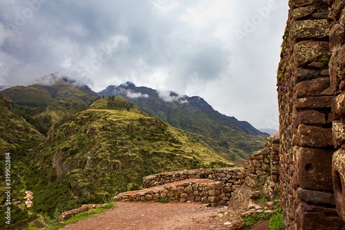 Pisac ruins in Sacred Valley near Cusco in Peru