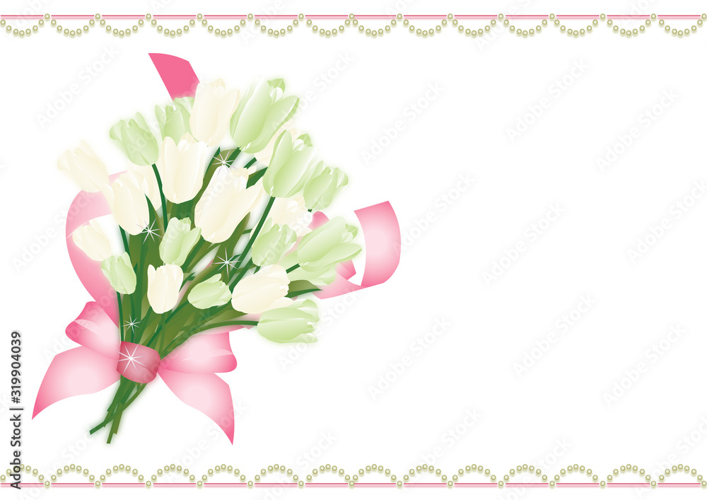 チューリップの花束グリーンとホワイト系春の花イラスト横スタイル背景素材 Stock Illustration Adobe Stock チューリップの花束グリーンとホワイト系春の花イラスト横スタイル背景素材 Stock Illustration Adobe Stock