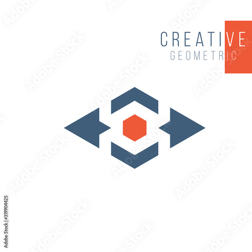 Free Download Logistics or delivery logo template. Hexagon with four arrows in different directions. Express money, internet digital fast transfer icon. logistic delivery courier provider.  - GFXLoad