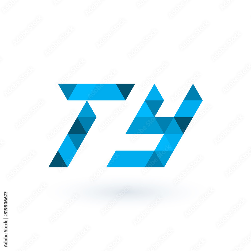 Initial geometric triangle pixel letters TY, Business identity element. Stock Vector illustration isolated on white background. Initial geometric triangle pixel letters TY, Business identity element. Stock Vector illustration isolated on white background.