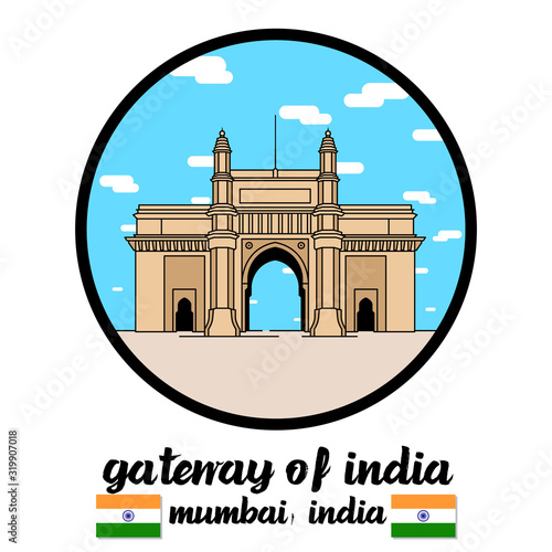 Circle Icon Gateway in mumbai India. vector illustration