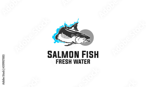 salmon fish fresh water logotype, nice icon for company