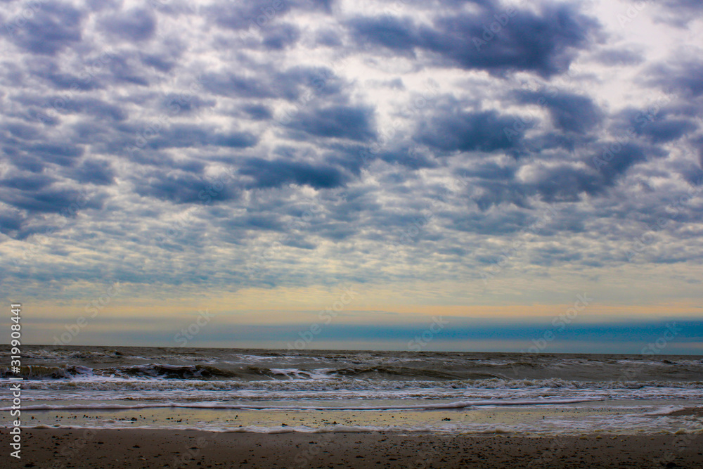 Ocean scene with stirring storm