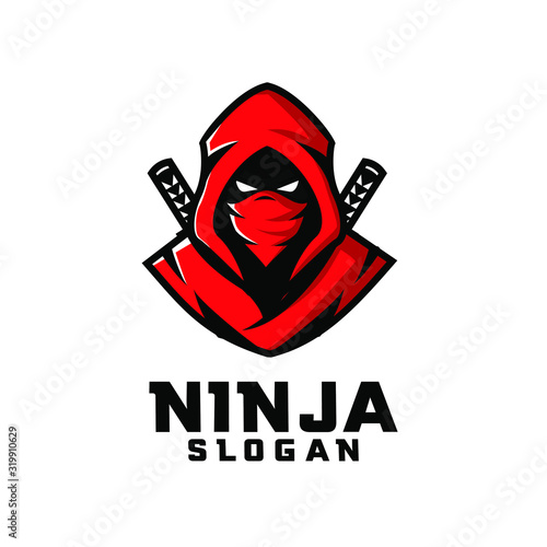 red ninja character logo design cartoon