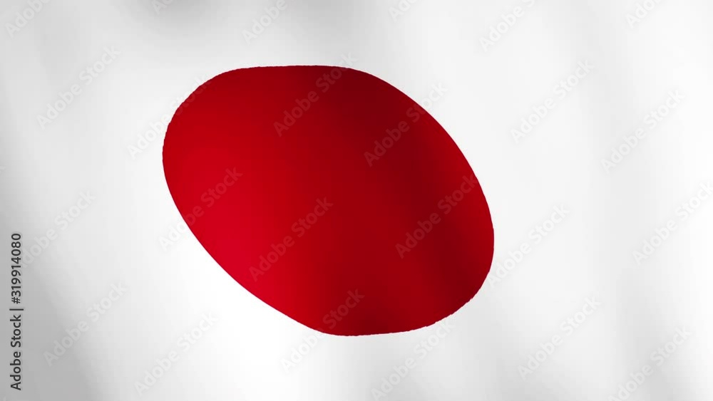 Japan flag waving, A flag animation background. Closeup Japan flag ...