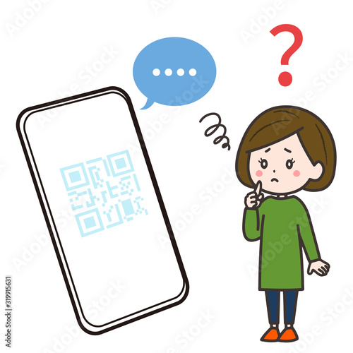 スマートフォン Qrコード決済 無反応に困る女性 イラスト Stock Vector Adobe Stock