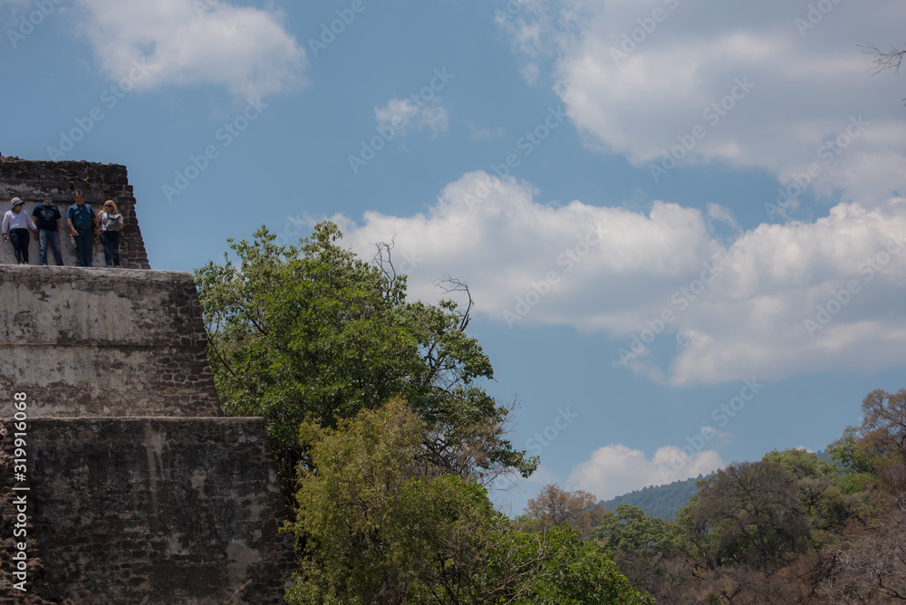 Tepoztlan, Morelos / Mexico - May 2018 Tepozteco is an archaeological site, It consists of a small temple to Tepoztēcatl, the Aztec god of the alcoholic beverage pulque