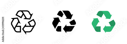 Recycle line icon. Recycling symbol vector set isolated on white