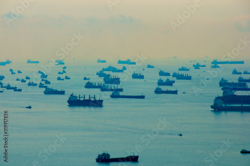 Obraz na plátne Tanker Ships in Singapore Strait