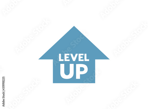 Design of blue arrow and level up symbol