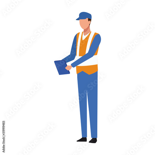 car mechanic with clipboard icon, colorful design