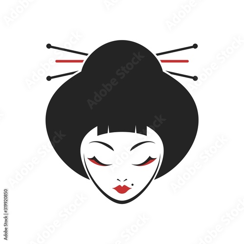 Wallpaper Mural Design of geisha face illustration