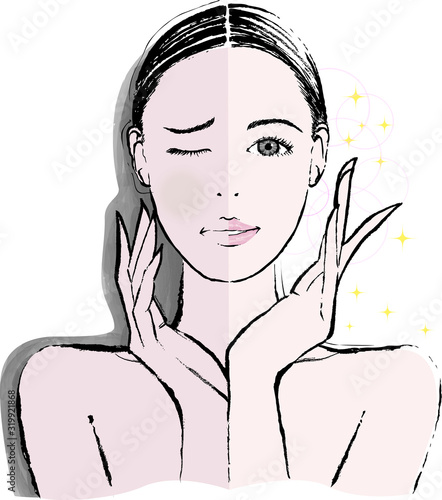 女性　くすみ　ビフォーアフター