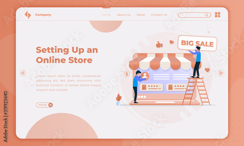 Setting up an online store on landing page template