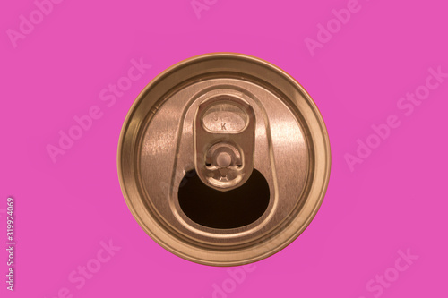 ring pull can isolated on a pink background