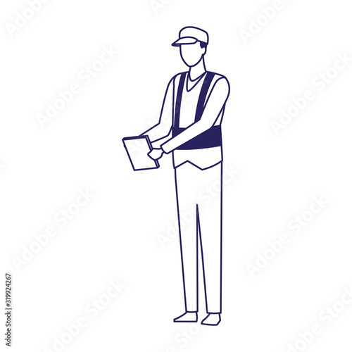 car mechanic with clipboard icon, flat design