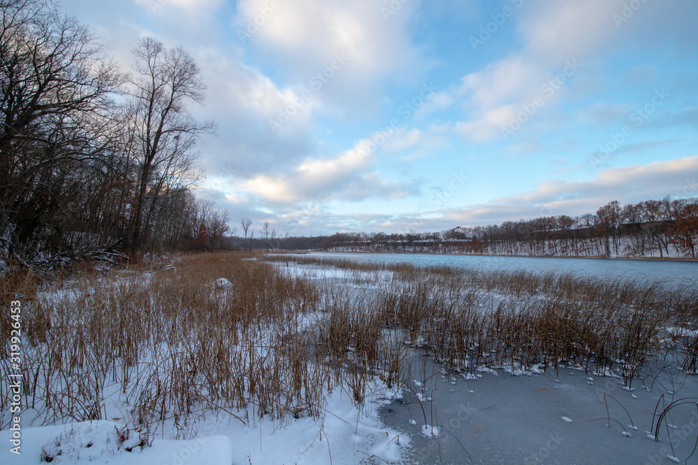 Frozen lake landscape in Michigan Frozen lake landscape in Michigan
