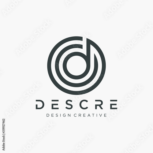 initial letter logo D inside circle shape, o o d, do, d inside o rounded lowercase white black background. technology and digital concept - vector