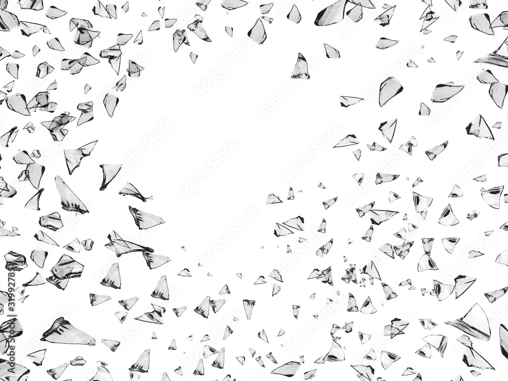 Obraz premium Shatttered glass abstract background. Black and white tone.