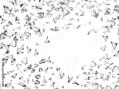 Shatttered glass abstract background. Black and white tone.