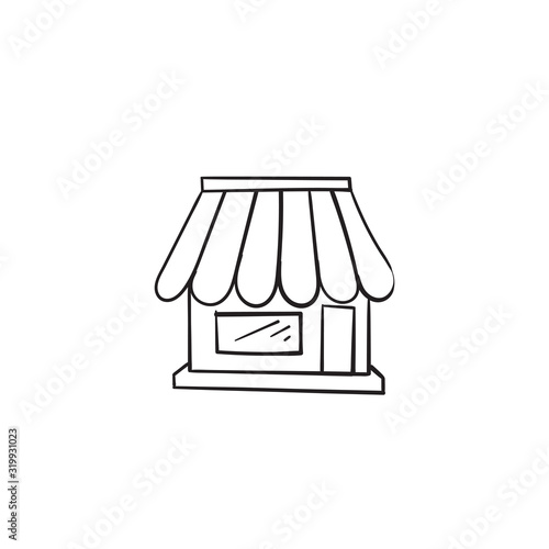 hand drawn shop icon illustration with doodle style vector isolated on white