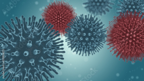 3d illustration pathogenic viruses causing infection in host organism , Viral disease outbreak , influenza virus H5N1, Flu, coronaviruses, Virus abstract background. © successphoto