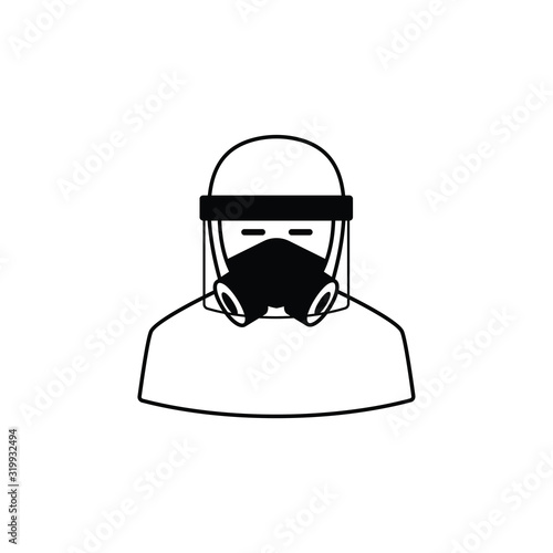 Doctor in virus protection uniform icon vector