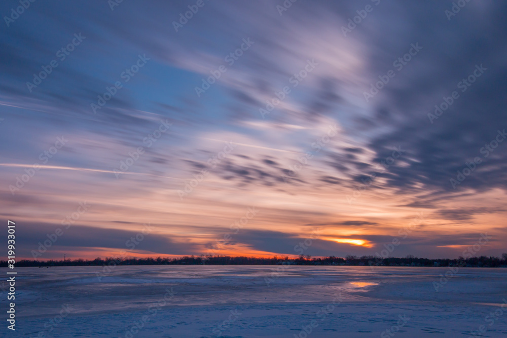 Frozen Lake during Sunset
