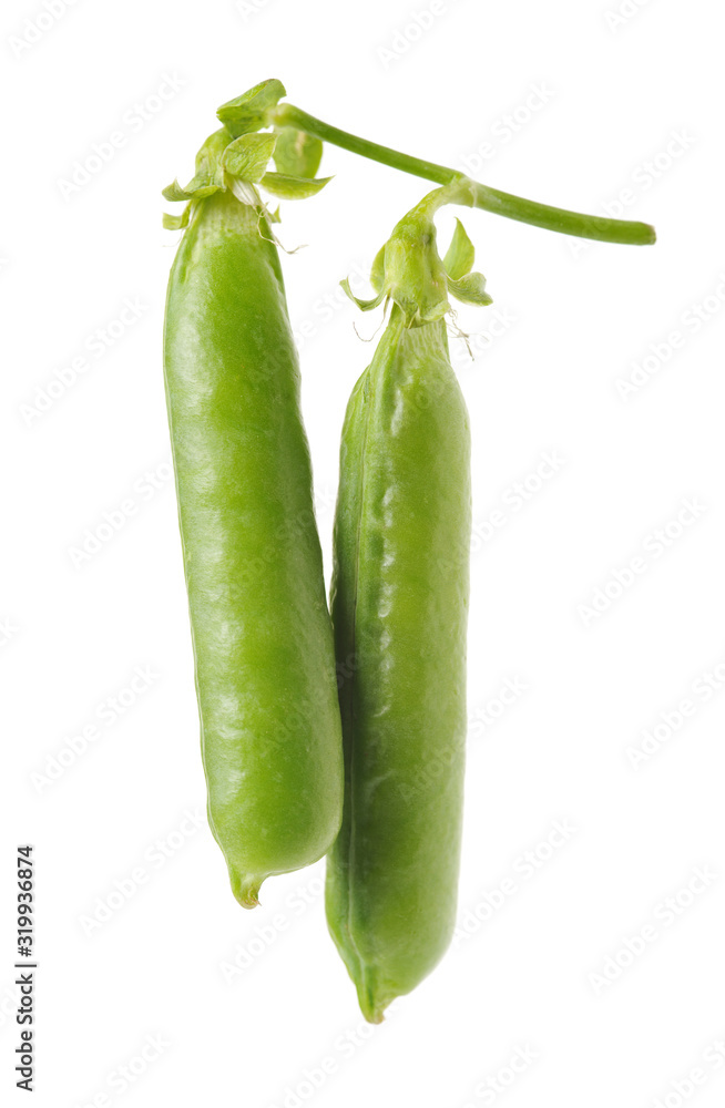 Fresh peas isolated on white background 