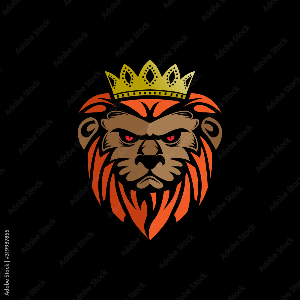 Lion King with Black Background Logo Vector Icon Illustration Lion King with Black Background Logo Vector Icon Illustration