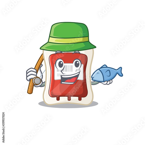 A Picture of happy Fishing blood bag design