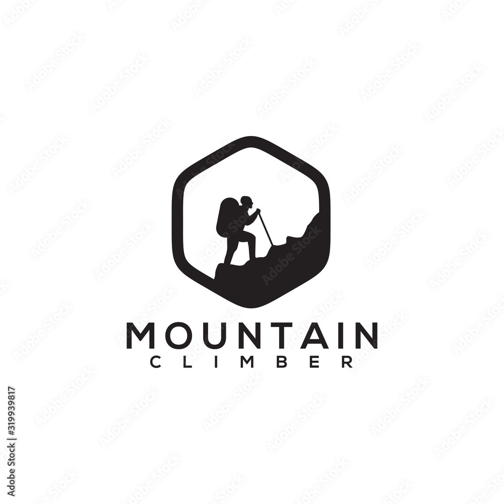 Moutain climber logo design vector template Moutain climber logo design vector template