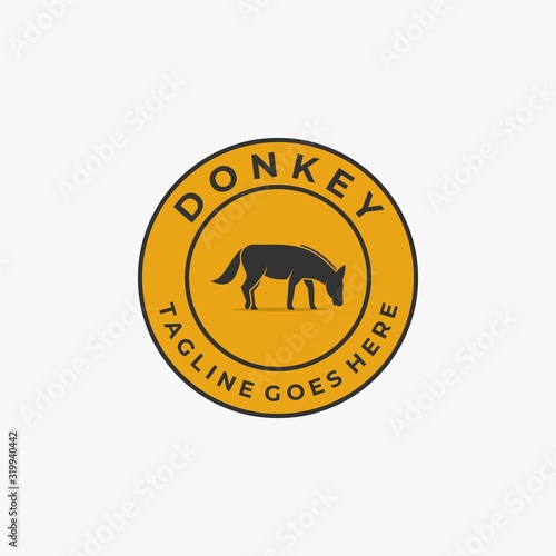 Vector Logo Illustration Donkey Pose Vintage Badge