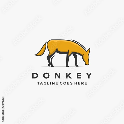 Vector Logo Illustration Donkey Pose Mascot Cartoon