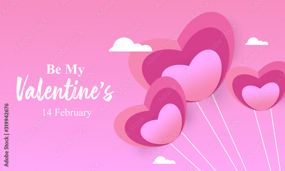 Valentine's Day Background with a love papercut style and gradient. Template for poster , banner , greeting cards. Vector Illustration EPS 10 Valentine's Day Background with a love papercut style and gradient. Template for poster , banner , greeting cards. Vector Illustration EPS 10