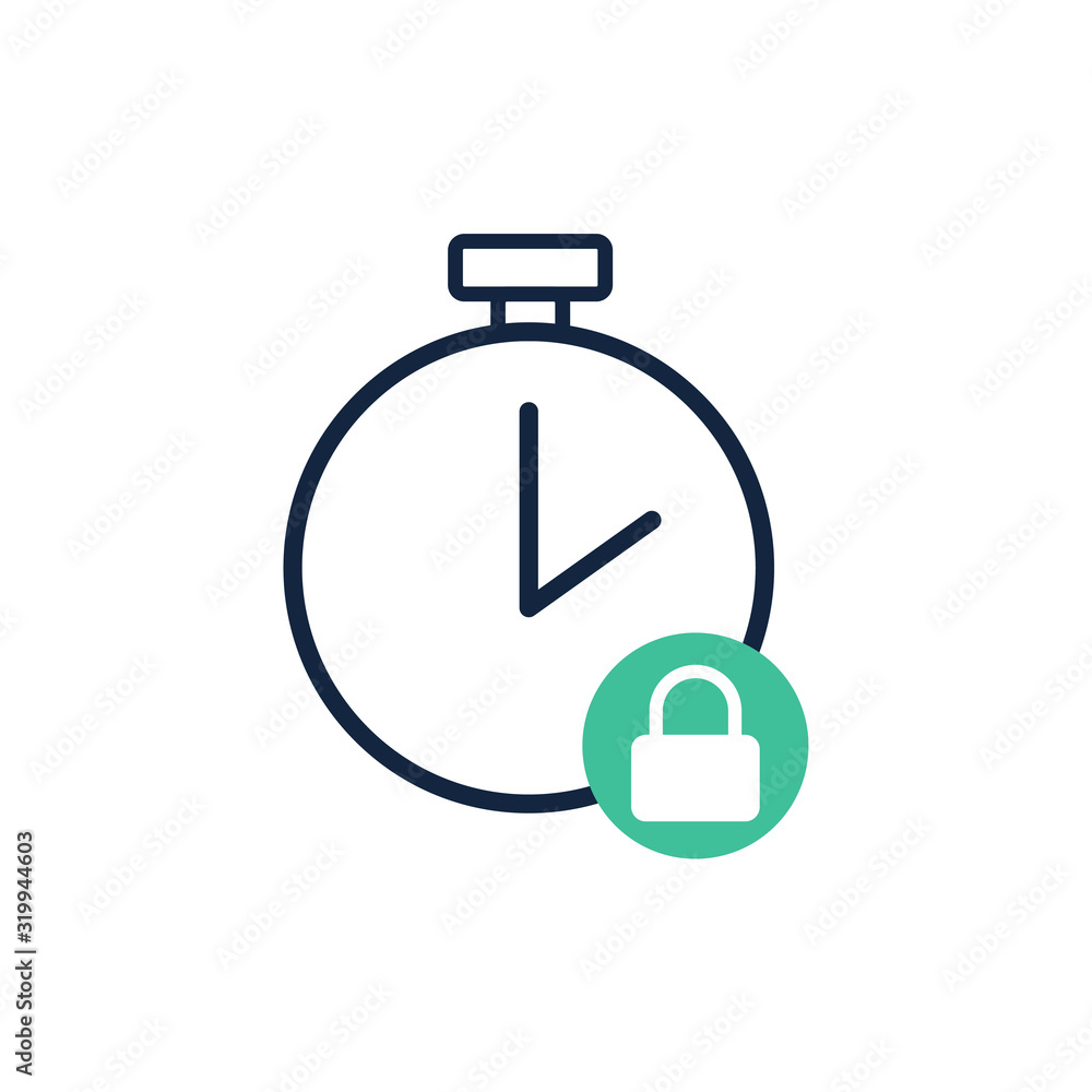 Time and clock line with lock sign,vector illustration Time and clock line with lock sign,vector illustration