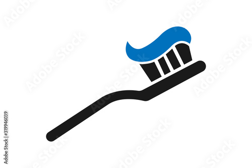 Toothbrush with toothpaste icon