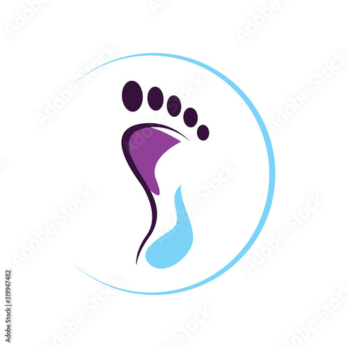 colorful podiatric care foot print logo design vector icon illustration