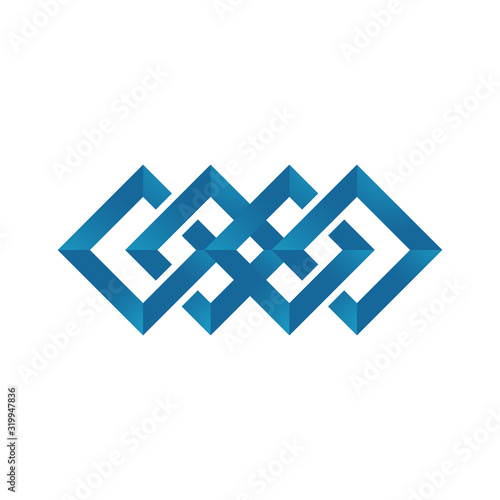 square block chain link Logo Template Technology Vector Design