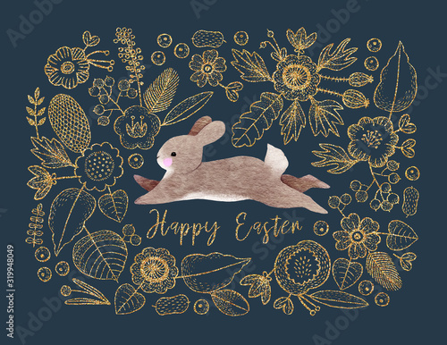 Baby bunny & flowers