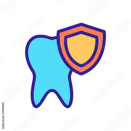 Protect the tooth icon vector. A thin line sign. Isolated contour symbol illustration