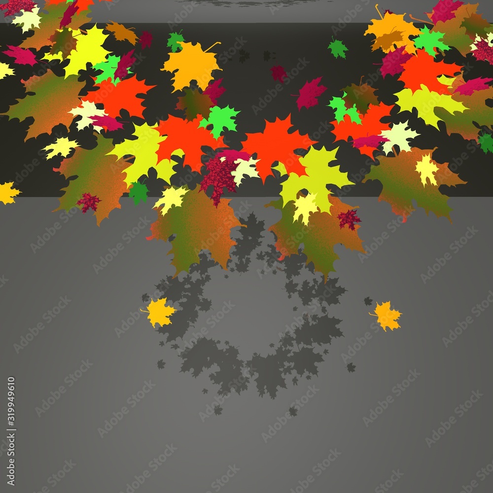 3d illustration.  Autumn maple leaves on background.